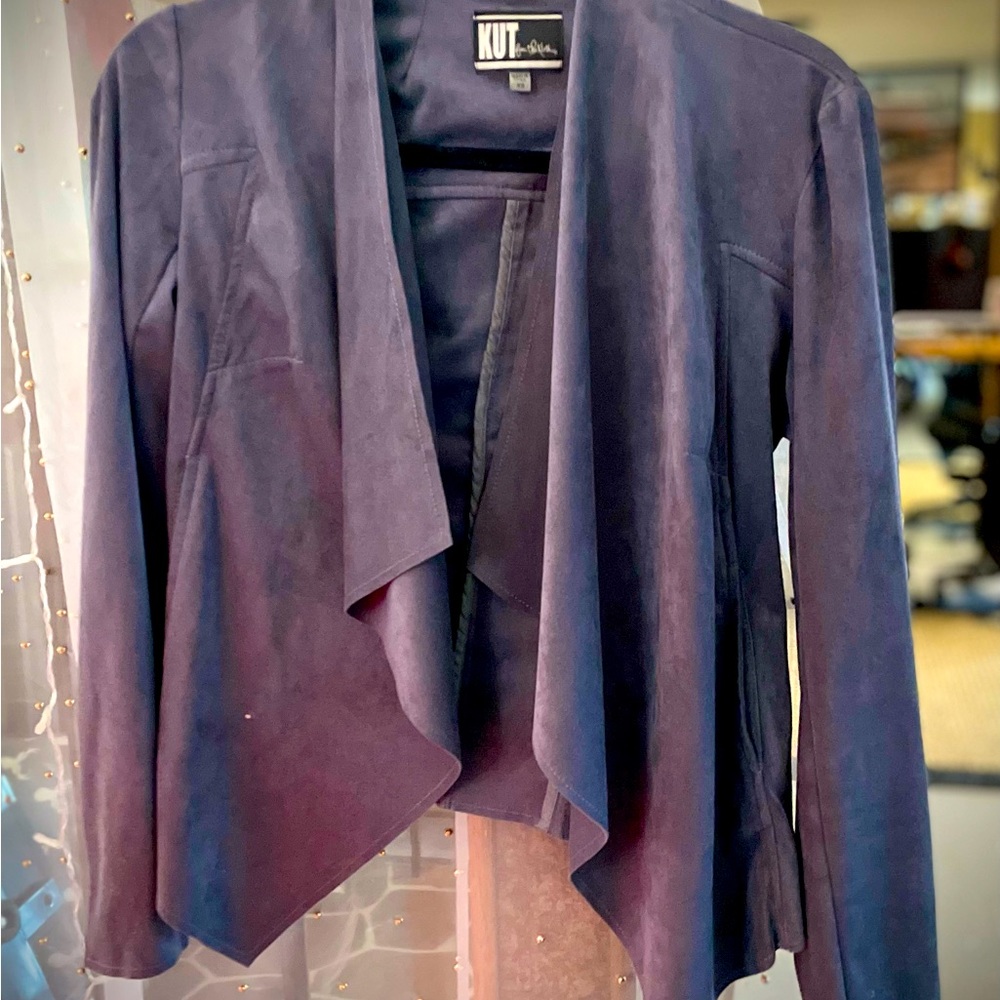 Suede Drape Jacket (Blue)